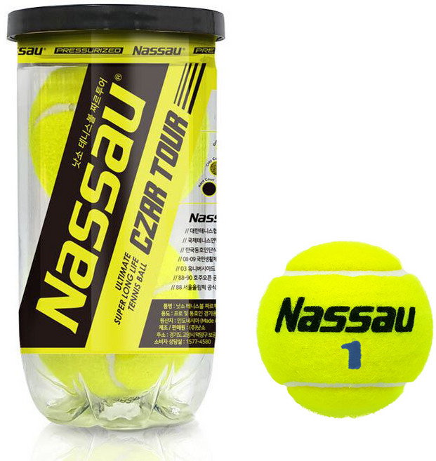 낫소 짜르투어 테니스공 2개입(T-270), 그린(2개입), 1세트
