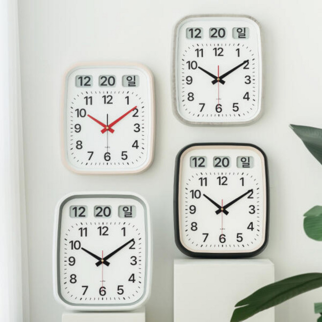 플라이토 이잉크 캘린더 플립 인테리어 무소음 벽시계 모던 아날로그 집들이 선물, 크림