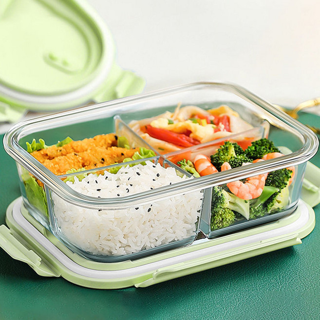 오븐글라스 밀폐용기 반찬통 전자레인지 내열유리 4칸 900ml K946, 1개