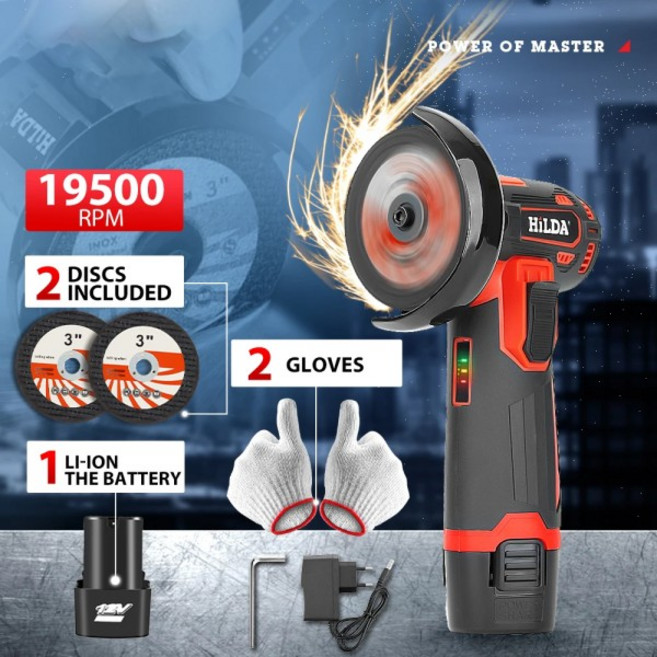 3인치 미니 앵글 그라인더 처리 된 다기능 무선 절단 연마 DIY 프로젝트를위한 충전식 전동 공구, 01 with one battery, 01 미국