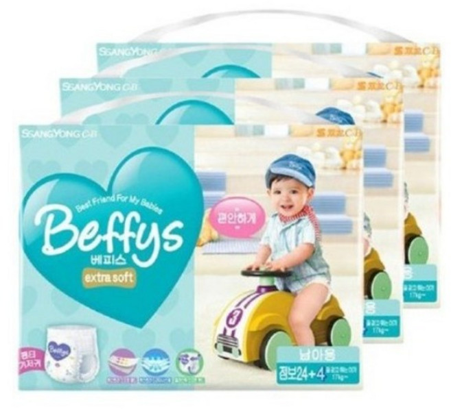 베피스 엑스트라 소프트 팬티형 기저귀 남아용 점보형(17 kg~), 165매, 점보형(2XL)