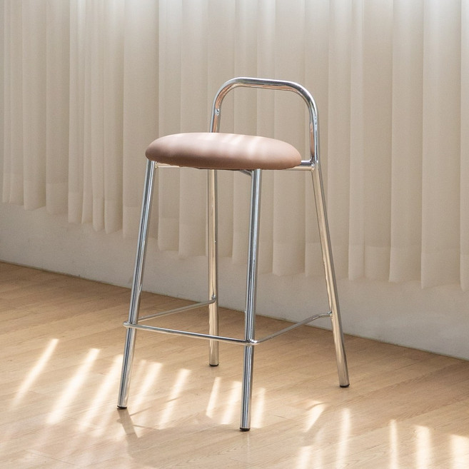 체리브 가비 가죽 미드센추리 홈바 아일랜드 높은 식탁 바텐의자, 브라운, 1개