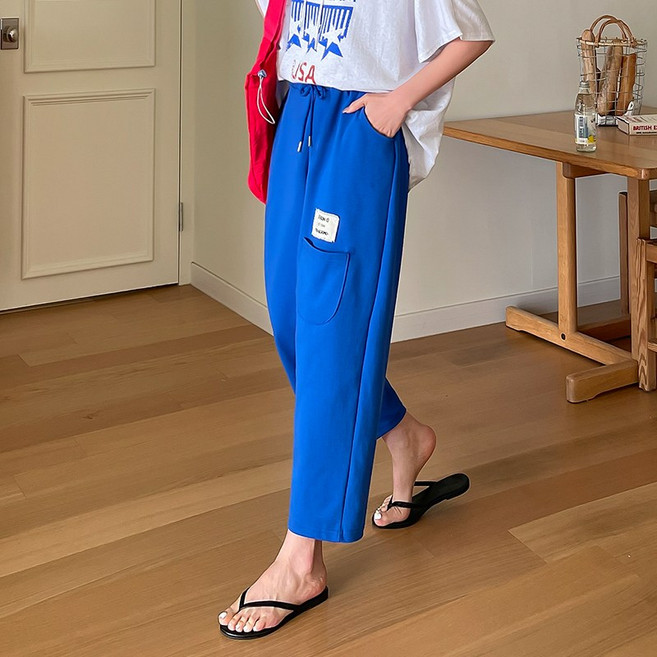 챠밍 아웃포켓 패치 9부 배기 트레이닝팬츠