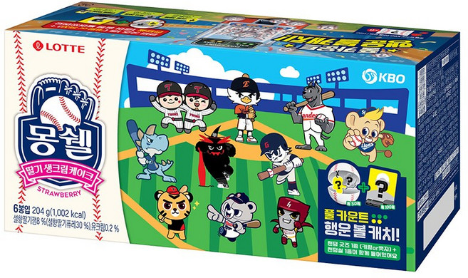 몽쉘 딸기 204g + KBO 굿즈 랜덤발송 + 씰 랜덤발송 세트, 1세트