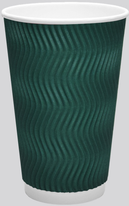 [실속형] 3중 단열 종이컵 웨이브 그린 16oz 500개, 단품