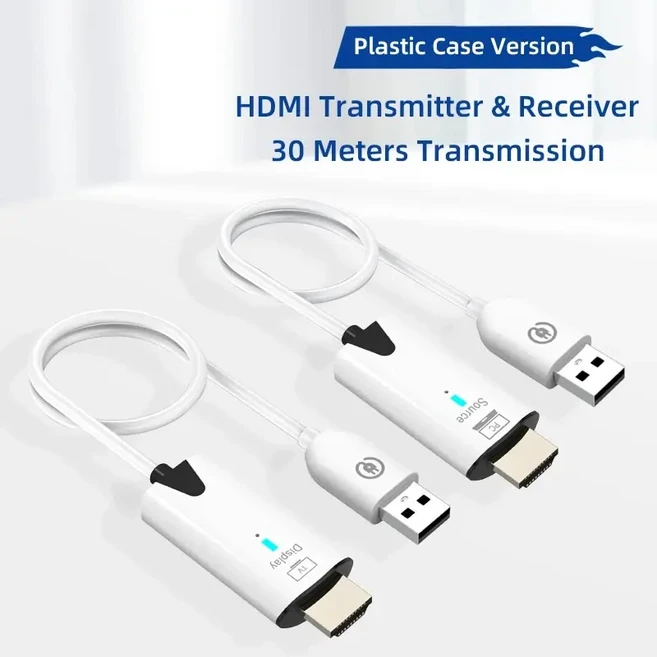 포인트 투 포인트 무선 HDMI 비디오 송신기 및 수신기 30M 전송 익스텐더 디스플레이 화면 미러 어댑터 케이블, TX and RX, 1개