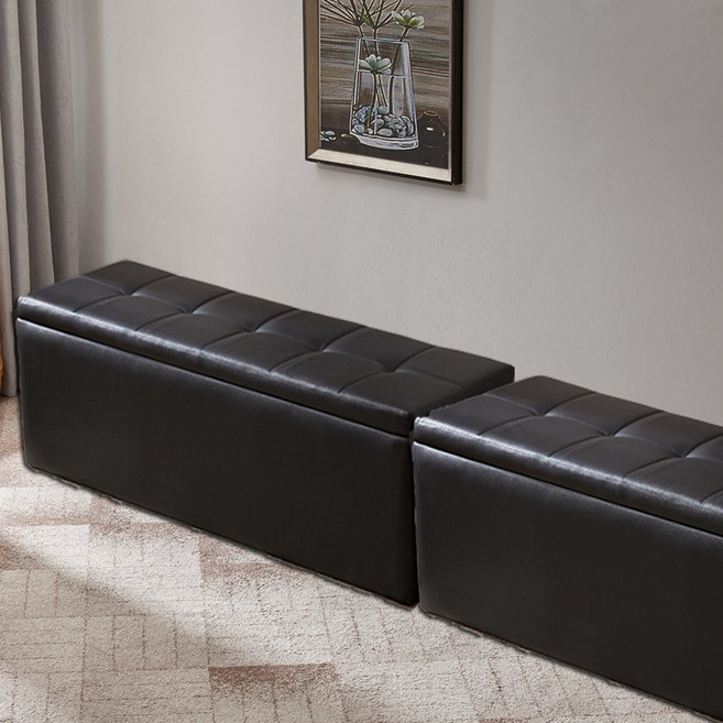 시스타 정식쇼파형식 넓은수납공간 수납스툴 대기 장의자 수납의자csp1011(2인. 3인) 인테리어 수납벤치, 블랙-(대형)