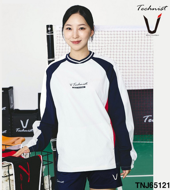 테크니스트 배드민턴 아노락 자켓 바람막이 화이트 네이비 TNJ65121 남성 여성 남녀공용