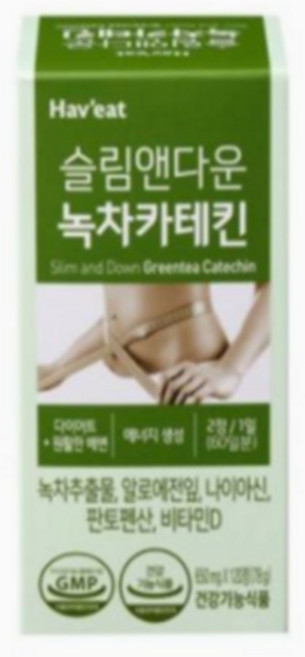 Hav'eat 슬림앤다운 녹차카테킨(650MG*120정), 1개, 650MG*120정, 120정