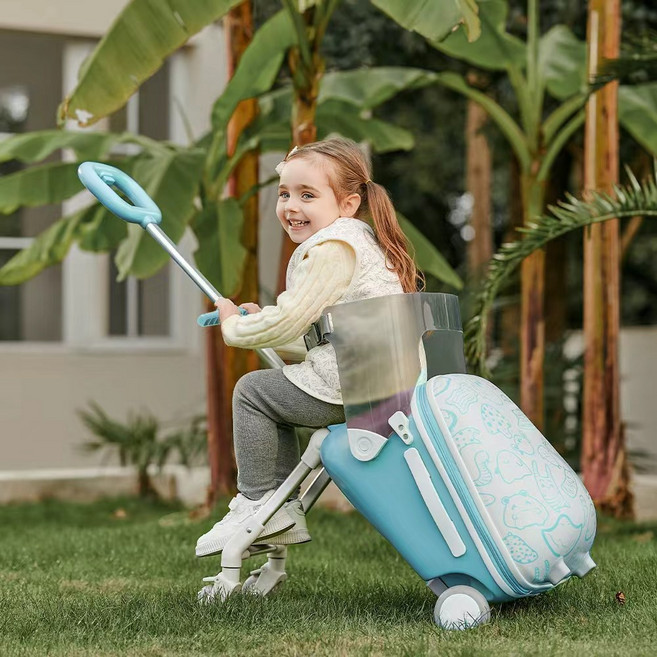 PAWZSEEK 아동 캐리어 탈부착식 보호 가드 탑승 가능 캐리어, 푸른 색