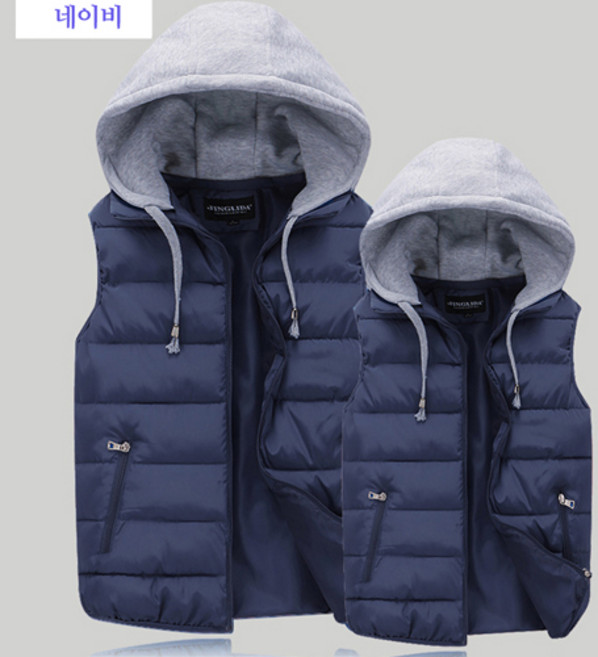 남녀공용 겨울패딩조끼 따뜻한조끼 면후드조끼-k122-01