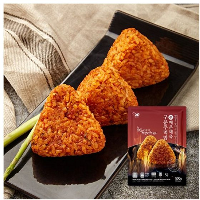 헬스앤뷰티 매운제육 구운주먹밥, 500g, 1개