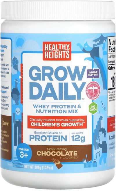 Healthy Heights 그로우 데일리 유청 단백질 및 영양 믹스 만 3세 이상 어린이용 초콜릿 맛 308g(10.9oz), HealthyHeights그로우데일리유청단백질및영양믹스, 308g, 1개 - 쿠팡