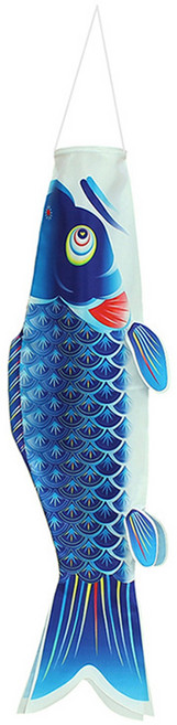 【Rising】3D鯉魚旗 日本鯉魚旗風向旗 含魚鰭鯉魚幡 和風魚旗鯉魚旛 露營旗 派對佈置 40cm鯉魚旗, 1個, 40cm鯉魚旗 藍色, 藍, 1層