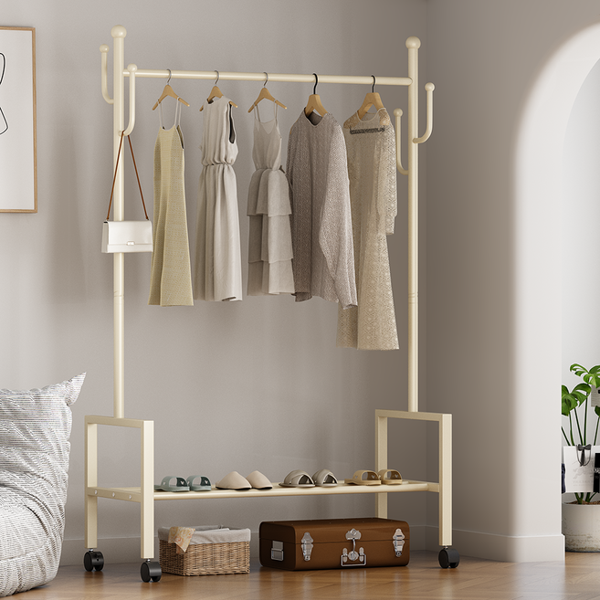 내일내꺼 튼튼한 철제 이동식 행거 수납 시스템 스탠드 행거, 화이트