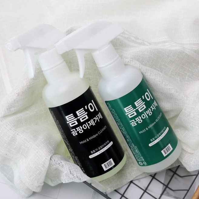 틈틈이 뿌리는 곰팡이제거제500ml + 방지 항균제500ml 벽지 화장실 베란다 욕실 타일, 1세트, 1L