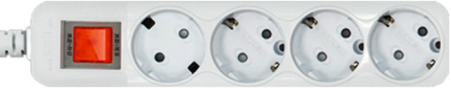 현대일렉트릭 안전한 국내산 일반 16A 4구 멀티탭, 화이트, 1개, 5m