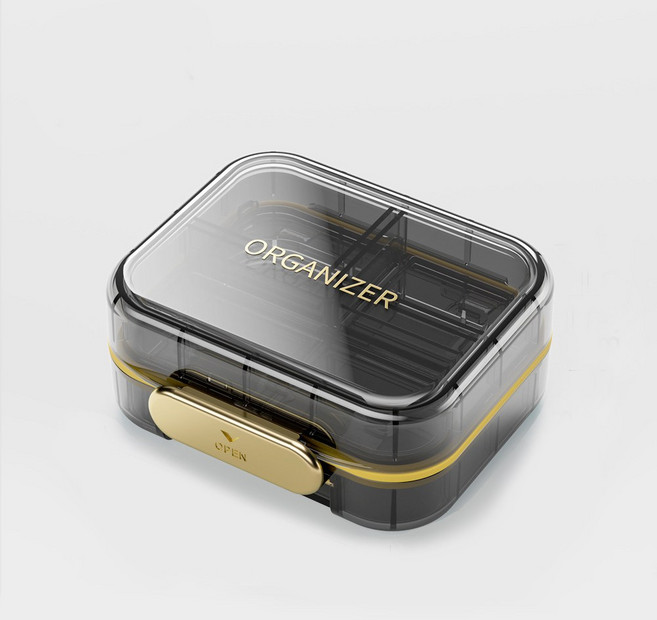 레디박스 크리스탈 고급형 간편 휴대용 미니 7칸 알약 케이스, 블랙, 1개