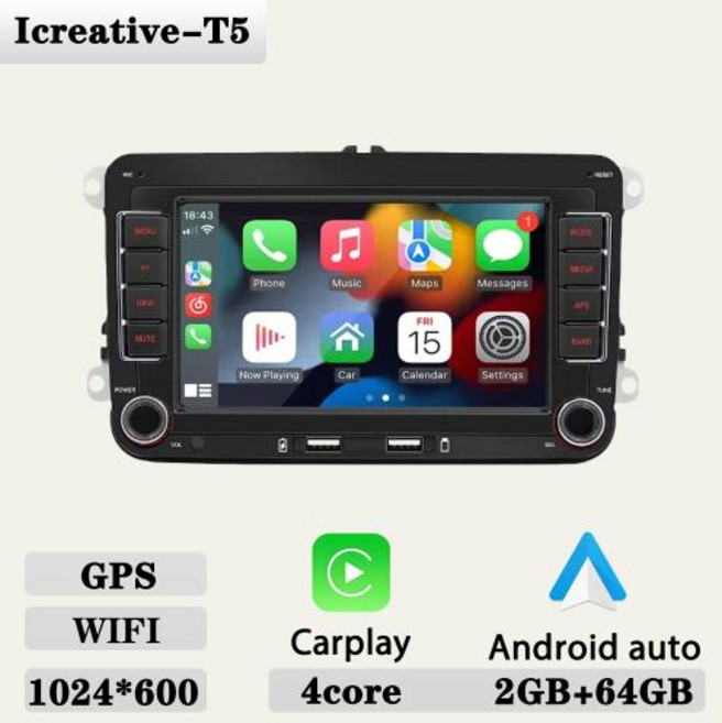 안드로이드 올인원 후방카메라 내비 폭스바겐 골프 5 6 파사트 B6 B7 CC VW 폴로 6R 제타 티구안 오토오디오 카플레이 멀티미디어 내비게이션 안드로이드 자동차 라디오 2Di, 없음, 6) 2G 64G