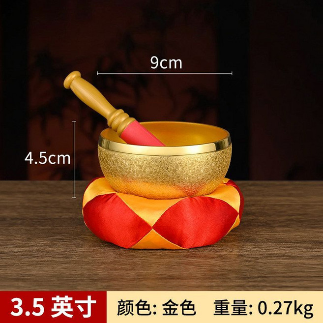 頌缽 銅磬 佛音缽 冥想音缽 手工純銅佛音碗, 1個, 結晶金色款/出口品質9寸/音缽