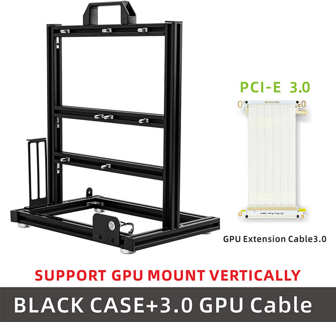 METALFISH 블록 케이스 알루미늄 오픈 프레임 브라켓 ATX/M-ATX 메인보드 GPU 마운트 수평 240 액체 쿨러 게임 캐비닛, Bla Case 3 0Cable, 한개옵션1, 04 파란