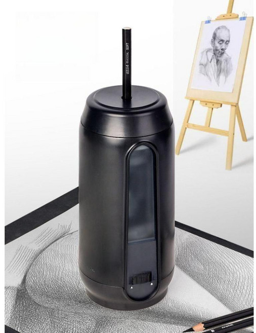 미술용 자동 연필깎이 학생 깍기 두꺼운연필 심조절, 60 이하, 5cm, D. 짙은 회색 x 전기 지우개