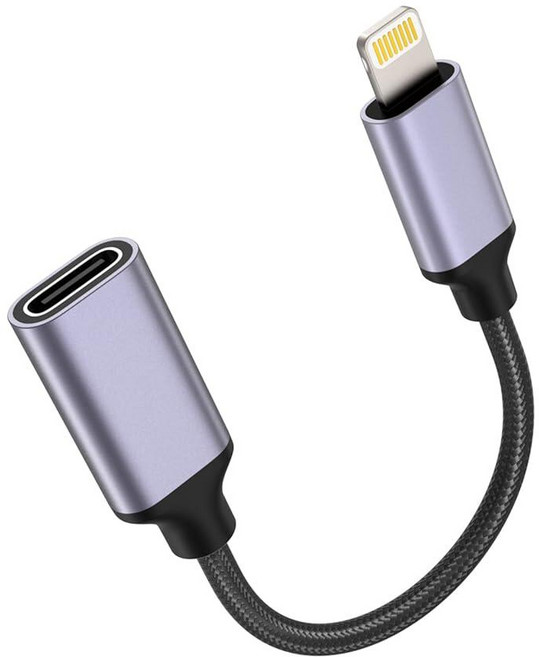 TechMatte 암 USB C - 라이트닝 수 케이블 어댑터 27W PD 고속 충전 아이폰 아이패드 아이팟 에어팟에만 호환 오디오 없음 헤드폰/OTG 안드로이드에는 적, 1 Pack-Braided Rope, 1개