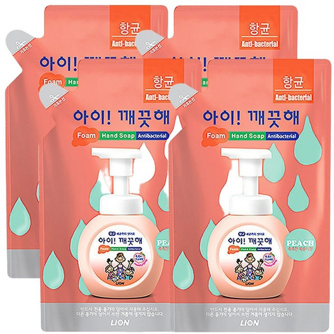 아이깨끗해 핸드워시 복숭아 리필200ml x4개/손세정제