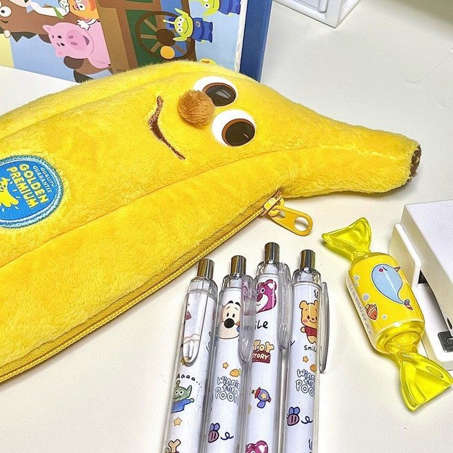[당일출고] 바나나 과일 인형 필통 파우치, 1개, 노란색