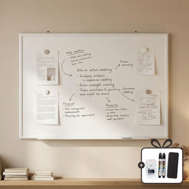 토탈하얀칠판 자석 화이트보드 (화이트우드), 화이트우드