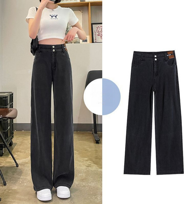 천하오 텐셀 청바지 여성 여름 얇은 하이웨스트 일자 와이드 팬츠 TZ1176