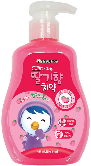 뽀로로 어린이 펌핑 치약 딸기향 바나나향, 250g, 1개