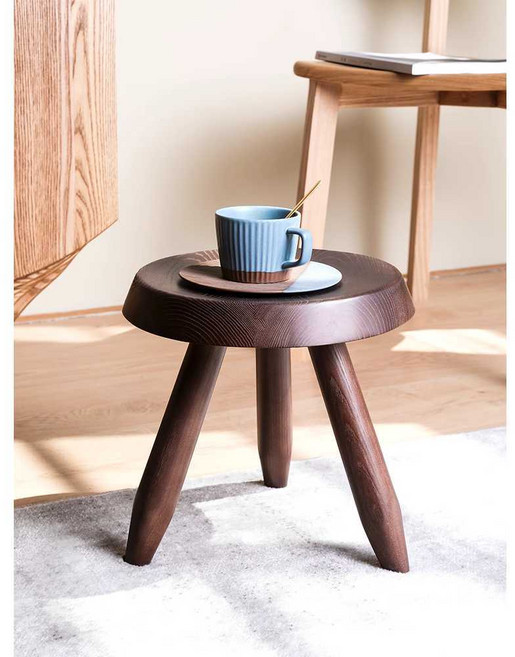 샬롯 페리앙 월넛 블랙 스툴 원목 라운지 체어 의자 카페 우드, 1개, 짧은(검은색) 높이 28cm