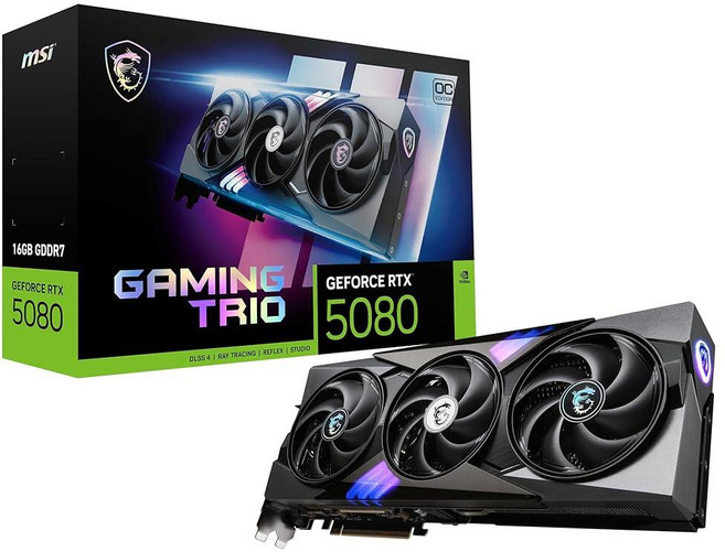 Msi Gaming RTX 5080 16G 게이밍 트리오 OC 그래픽 카드 (16GB GDDR7 256비트 최고의 성능: 2715 MHz 디스플레이 포트 x 3 2.1a, MSI Gaming RTX 5080 16G 게이밍 트리