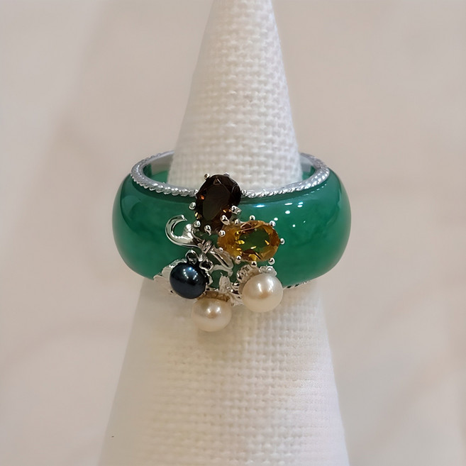 우아한 가넷 시츄린 옥반지 비취 한복 혼주