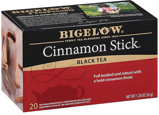 Bigelow Tea Perfectly Mint 홍차 카페인 티백 총 20개 262429, 6개들이 팩, 시나몬 스틱, 33g, 20