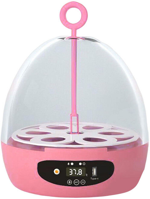 스마트 병아리 부화기 6구 자동회전 수동회전, 핑크, 1개