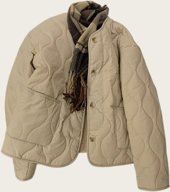 ROYALBELLE 여성 양털안감 두꺼운 라운드넥 여유핏 캐주얼 퀼팅 패딩 자켓 V0110744