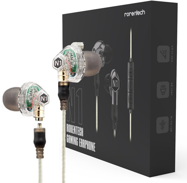 로랜텍 VJJB 프리미엄 인이어 이어폰, N1, 투명화이트