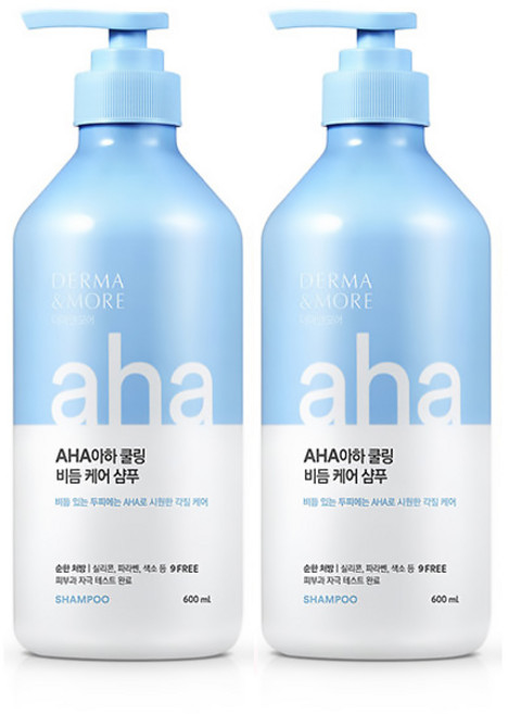 더마앤모어 아하 쿨링 비듬케어 샴푸, 600ml, 2개