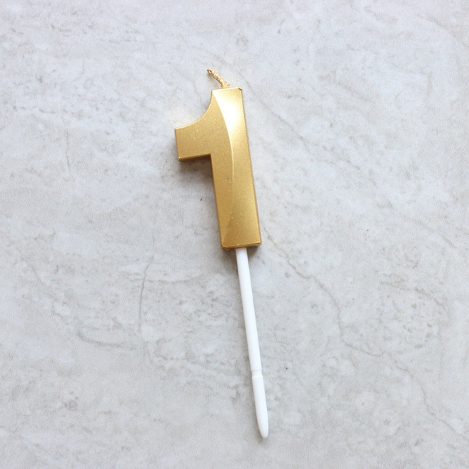 빅사이즈 생일초 케이크픽 특이한 메탈릭 골드 숫자초, 1, 1개, 15g