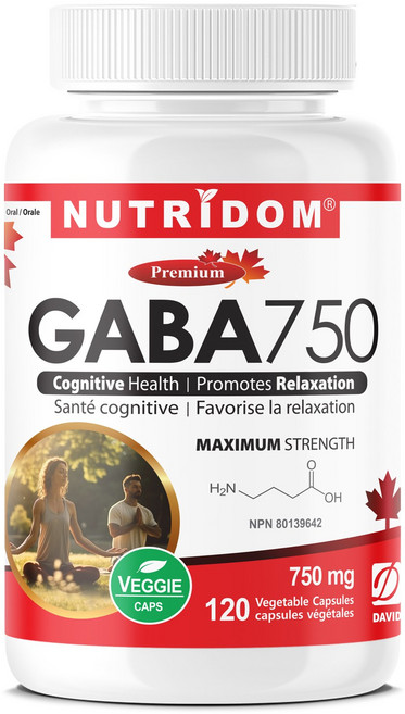 캐나다 뉴트리돔 가바 750 GABA 750mg Maximum Strength 고함량 120베지캡슐, 1개, 120정