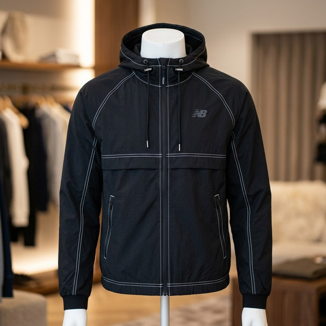 뉴발란스 NBNAG21423 / UNI NANO LIGHT 후드 바람막이 (BLACK) L7K3