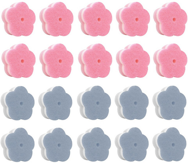 투데이리빙 20개 세트 대용량 양면 꽃모양 스펀지 수세미 주방 설거지 청소 다목적 무흠집 수새미 찌든때 제거 매직 강력 스폰지