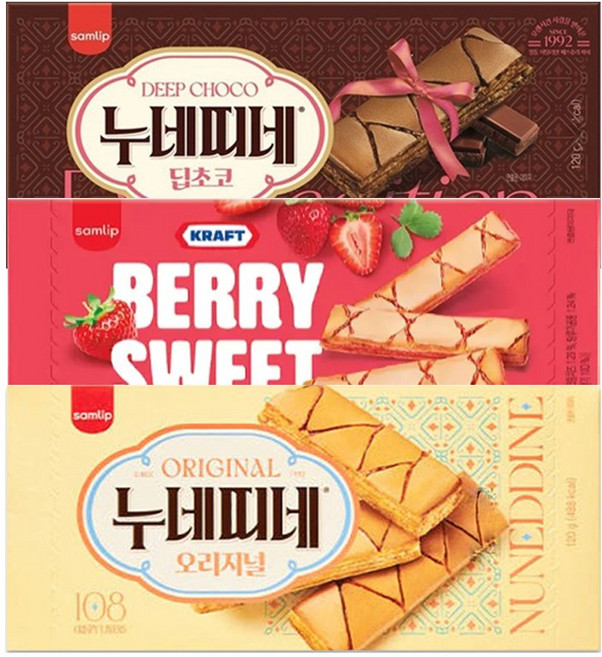 삼립 누네띠네 오리지날 120g 3종 3개 (오리지널x1 +딸기x1 +초코x1)