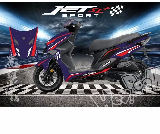 JET SL 158 運動版 套裝彩貼, 1個, 消光深藍＋紅色線條,一般運動版, 消光深藍,紅色