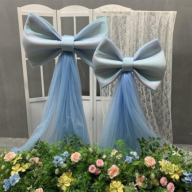 대형 리본 대왕 촬영 선물 생일 장식 파티 새차 상가, 1개, 19. 스파클링샌드라이트블루+스위스 샌드 단일