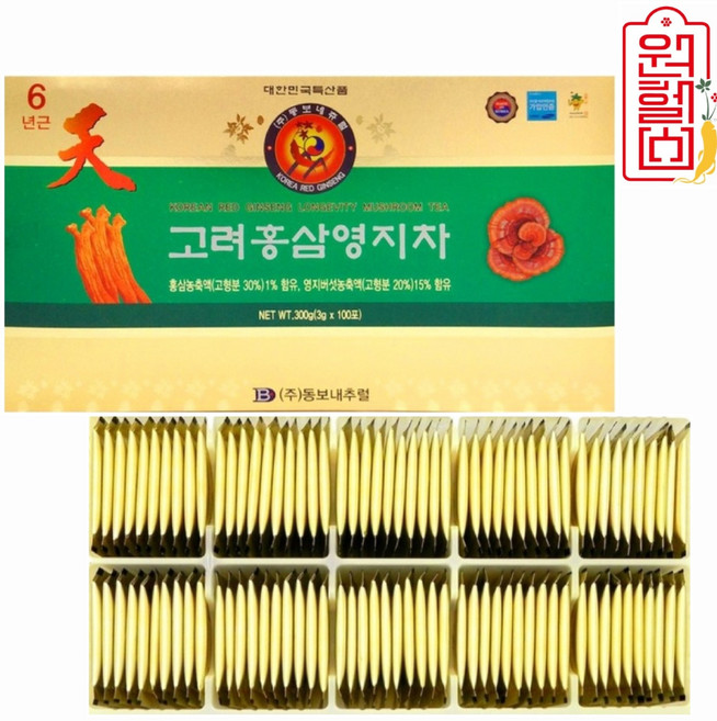 홍삼영지차 100포 고려홍삼차 인삼차 명절선물 홍삼차rjsrkdtlrvna111, 3g, 1개