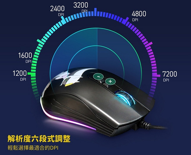 寶可夢 阿爾宙斯 RGB 有線滑鼠 EOM360YE - 台灣現貨含稅