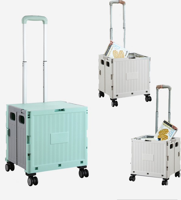 복나이트 쇼핑카트 폴딩카트 접이식쇼핑카트 핸드카트 시장바구니캐리어 휴대용카트 핸드캐리어 네 바퀴, 녹색, 1개